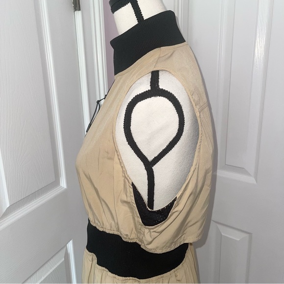 NWT GSTO beige & black safari khaki gaming midi dress, size large - Picture 4 of 14